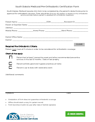 Document preview: Form MS-114 South Dakota Medicaid Pre-orthodontic Certification Form - South Dakota