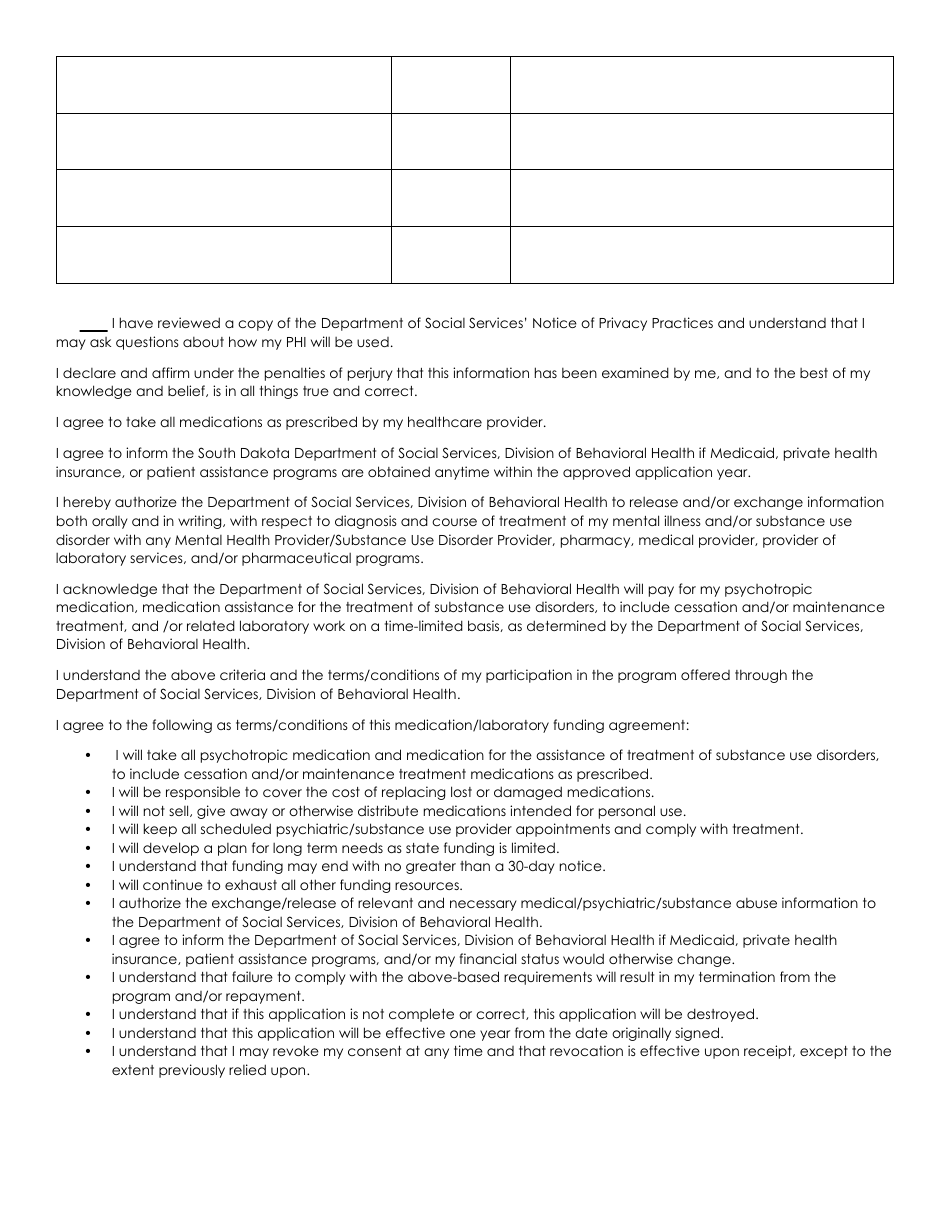 New Application - South Dakota Indigent Medication Program - South Dakota, Page 4