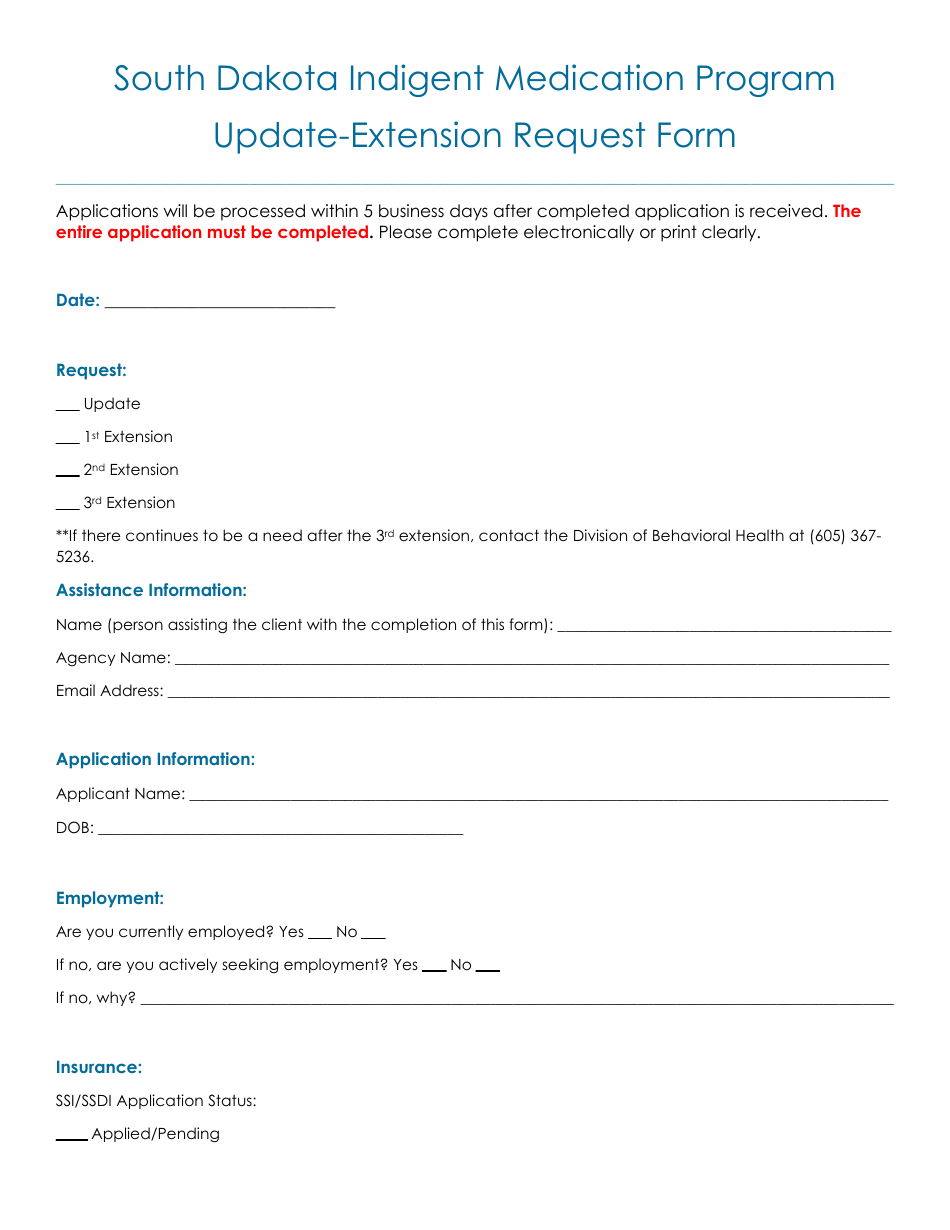 Indigent Request Form South Dakota Update-Extension Request Form - South Dakota Indigent ...