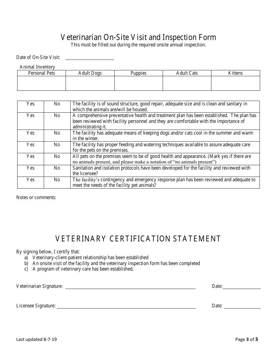 Kansas Veterinary Care Form - Kansas, Page 3