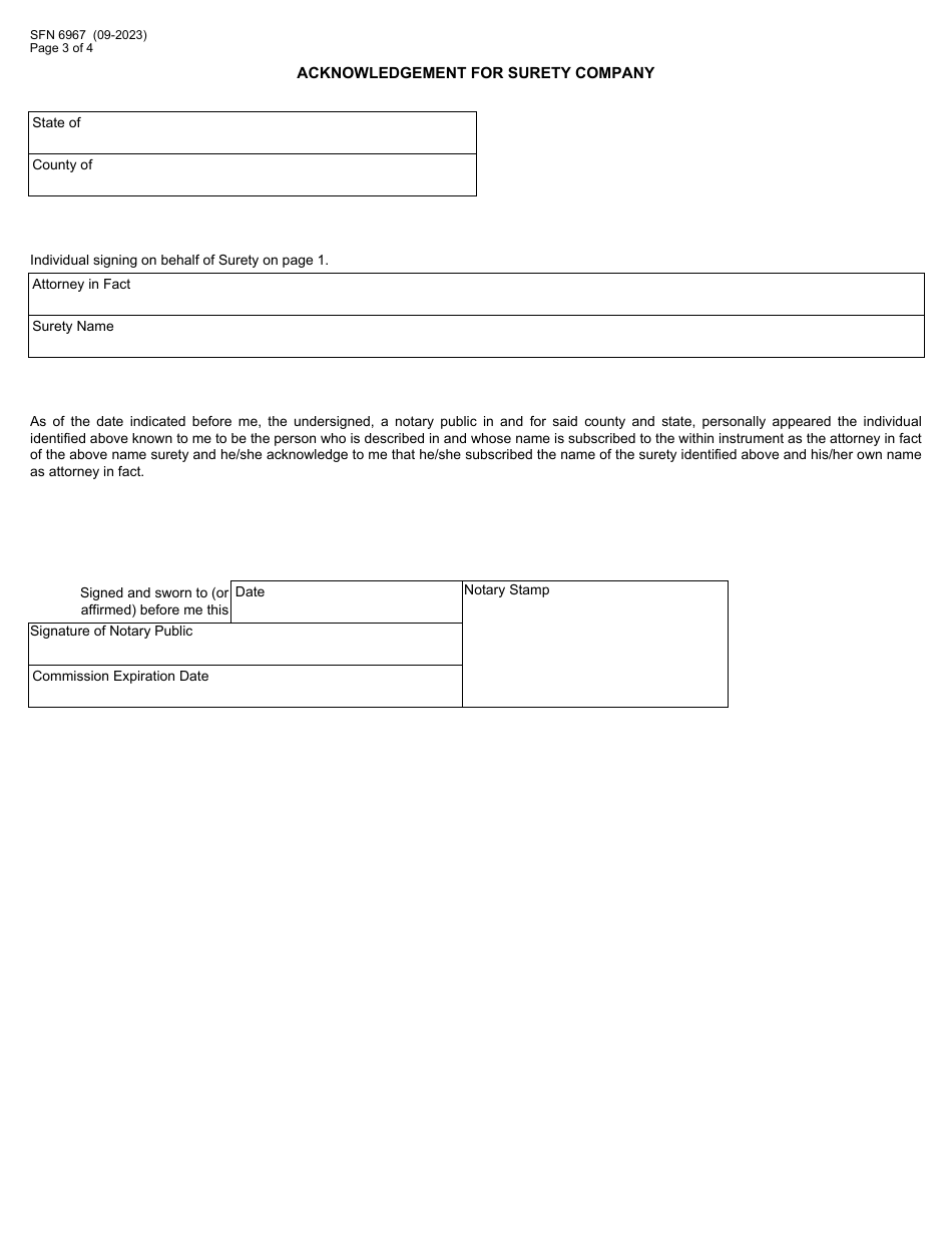 Form SFN6967 Bond for Cigarettes, Cigarette Papers, Snuff, Cigar or Tobacco Distributor - North Dakota, Page 3
