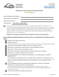 Document preview: Form AGR-2213 Tribal Subgrant - Emergency Food Assistance Program (Efap) - Washington, 2025