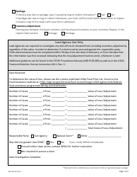 Form AGR-2279 Commodity Loss/Adjustment Report for Sub Agencies - the Emergency Food Assistance Program (Tefap) - Washington, Page 2