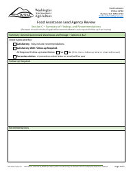 Form AGR-2225 Food Assistance Lead Agency Review - Washington, Page 11