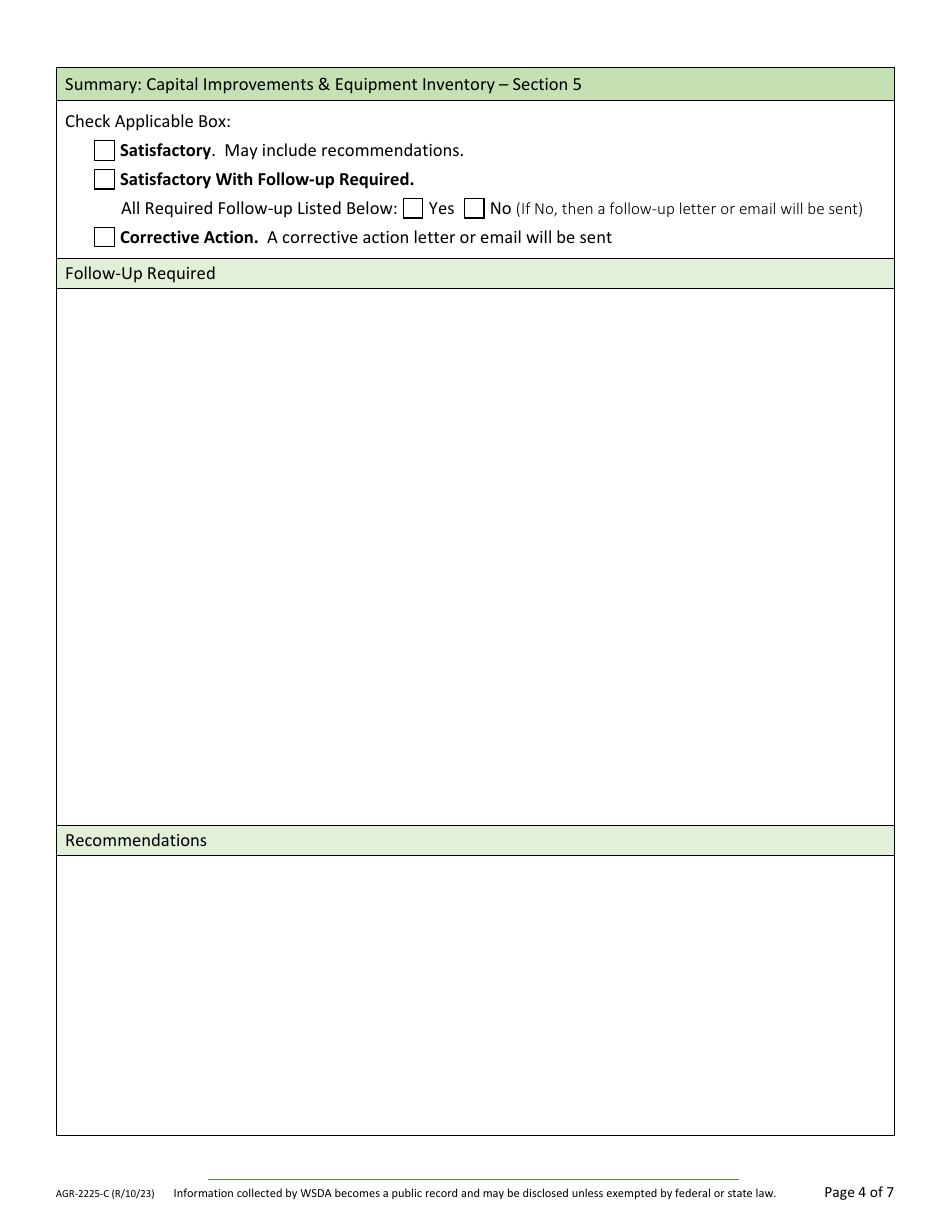 Form AGR-2225 Food Assistance Lead Agency Review - Washington, Page 14