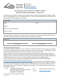Document preview: Form AGR-2345 Receipt of Usda Commodities - Proxy Form - the Emergency Food Assistance Program (Tefap) - Washington
