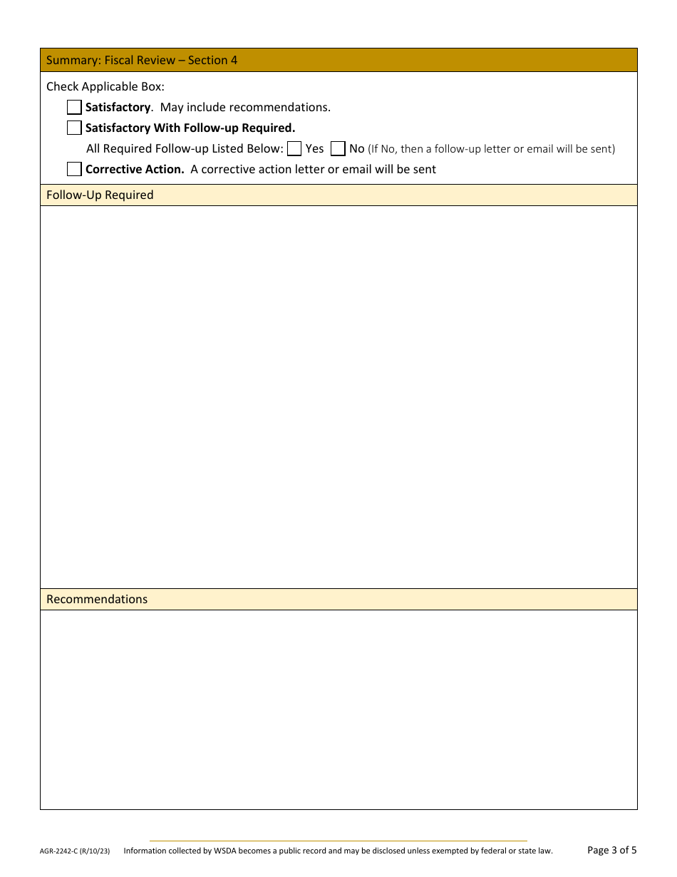 Form AGR-2242-A Food Assistance (FA) Tribal Lead Agency Review - Washington, Page 12
