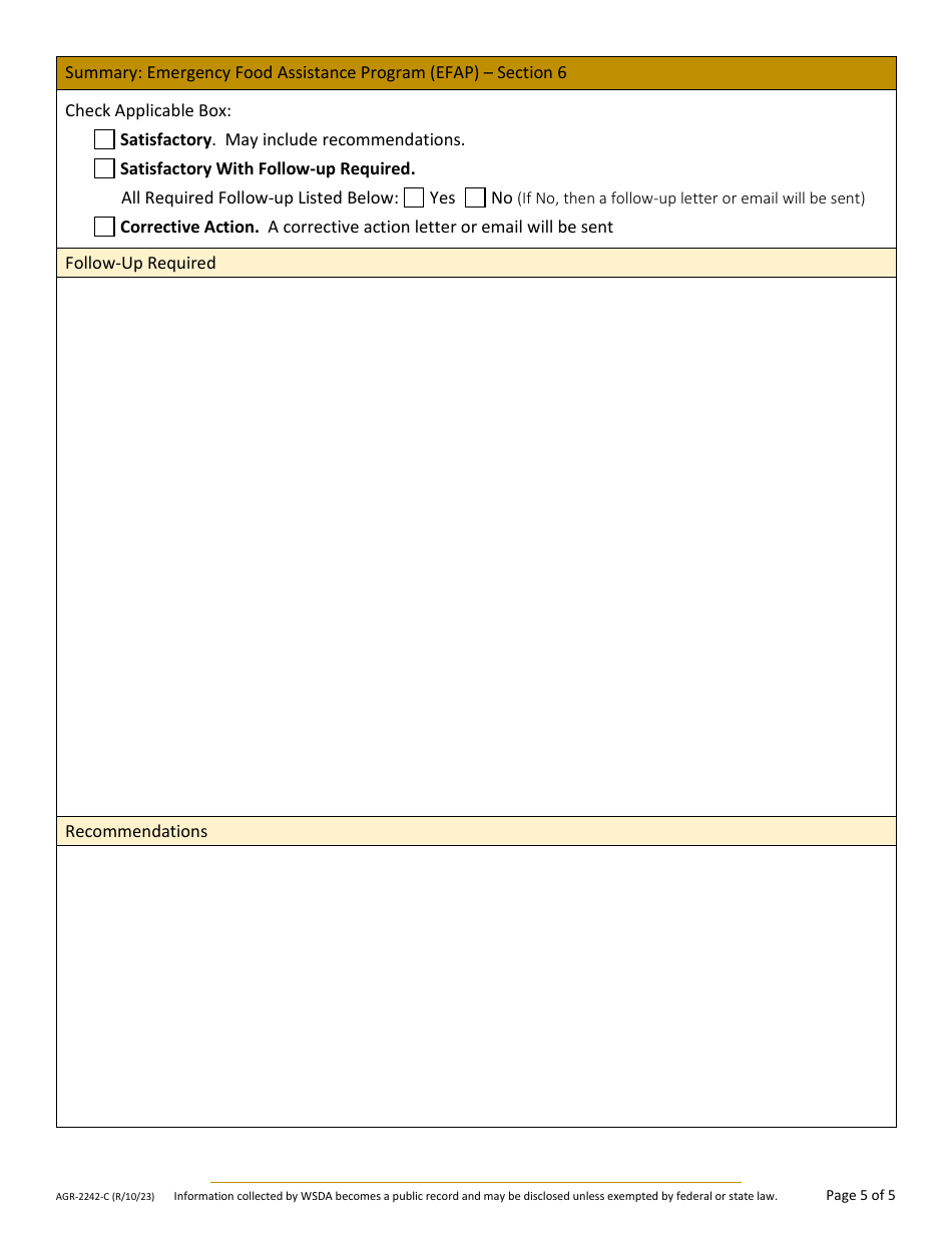 Form AGR-2242-A Food Assistance (FA) Tribal Lead Agency Review - Washington, Page 14