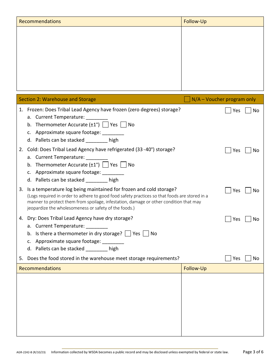 Form AGR-2242-A Food Assistance (FA) Tribal Lead Agency Review - Washington, Page 6