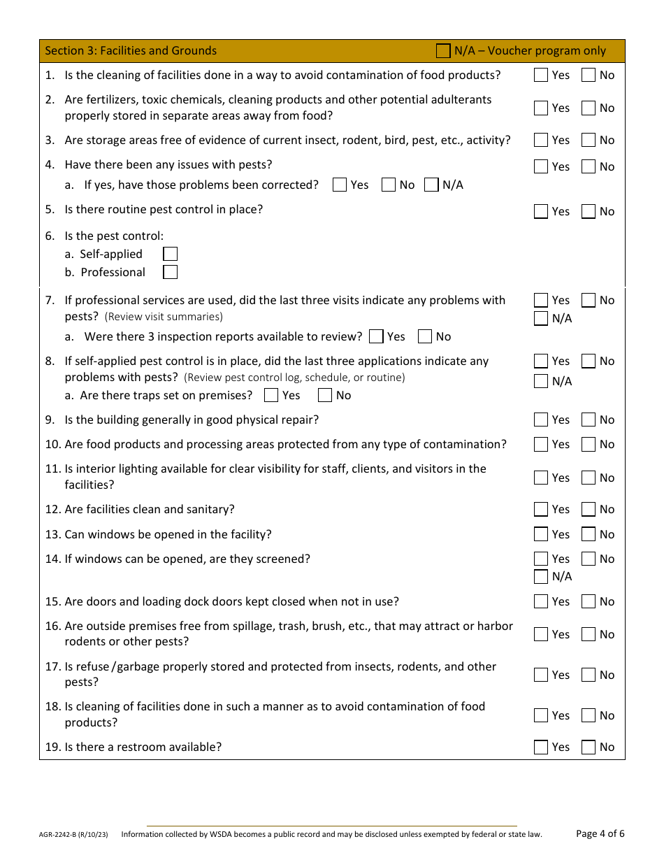 Form AGR-2242-A Food Assistance (FA) Tribal Lead Agency Review - Washington, Page 7