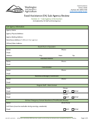 Document preview: Form AGR-2227 Food Assistance (FA) Sub Agency Review - Washington