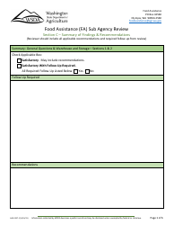 Form AGR-2227 Food Assistance (FA) Sub Agency Review - Washington, Page 11