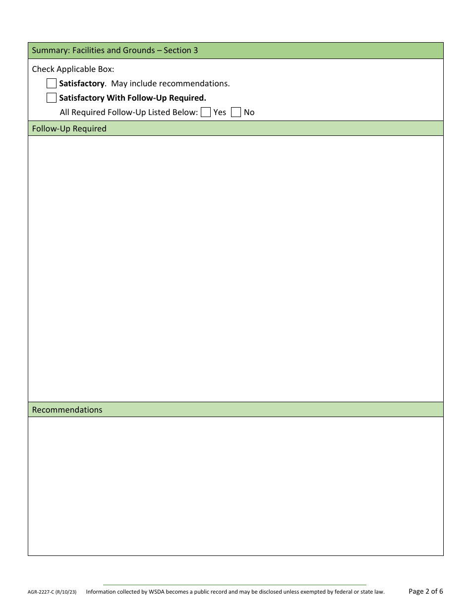 Form AGR-2227 Food Assistance (FA) Sub Agency Review - Washington, Page 12