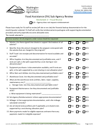 Form AGR-2227 Food Assistance (FA) Sub Agency Review - Washington, Page 23