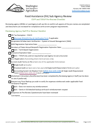 Form AGR-2227 Food Assistance (FA) Sub Agency Review - Washington, Page 2