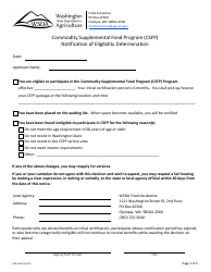 Form AGR-2246 Notification of Eligibility Determination - Commodity Supplemental Food Program (Csfp) - Washington