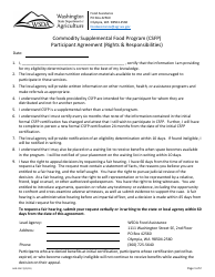 Form AGR-2247 Participant Agreement (Rights &amp; Responsibilities) - Commodity Supplemental Food Program (Csfp) - Washington
