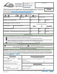 Document preview: Form A (AGR-4219) Commercial Applicator Renewal Application - Washington, 2024