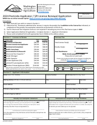Document preview: Form AGR-4280-A Pesticide Applicator/Spi License Renewal Application - Washington, 2024