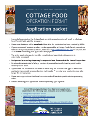 Document preview: Form AGR-2093 Application for Cottage Food Operation Permit - Washington