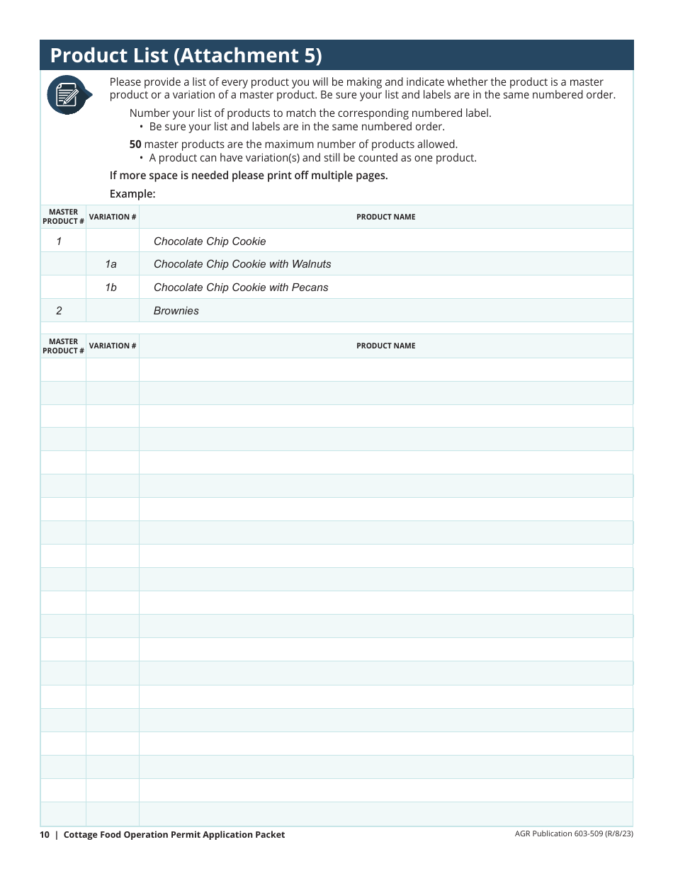 Form AGR-2093 Application for Cottage Food Operation Permit - Washington, Page 10