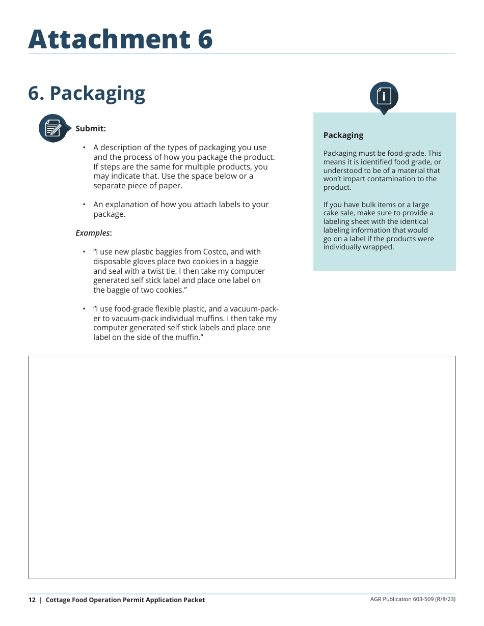 Form AGR-2093 Application for Cottage Food Operation Permit - Washington, Page 12