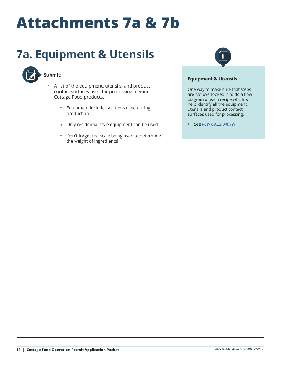 Form AGR-2093 Application for Cottage Food Operation Permit - Washington, Page 13