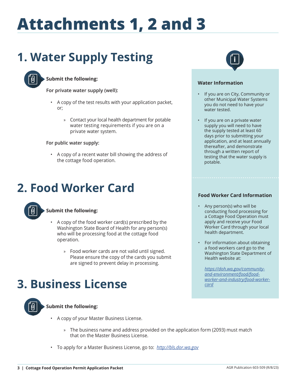 Form AGR-2093 Application for Cottage Food Operation Permit - Washington, Page 3