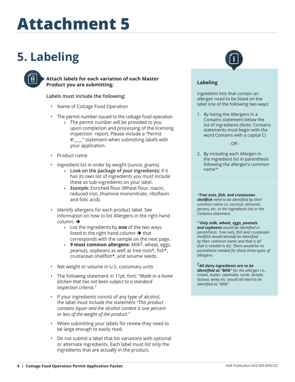 Form AGR-2093 Application for Cottage Food Operation Permit - Washington, Page 6