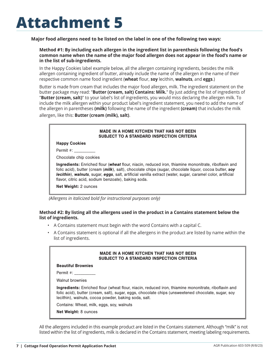 Form AGR-2093 Application for Cottage Food Operation Permit - Washington, Page 7