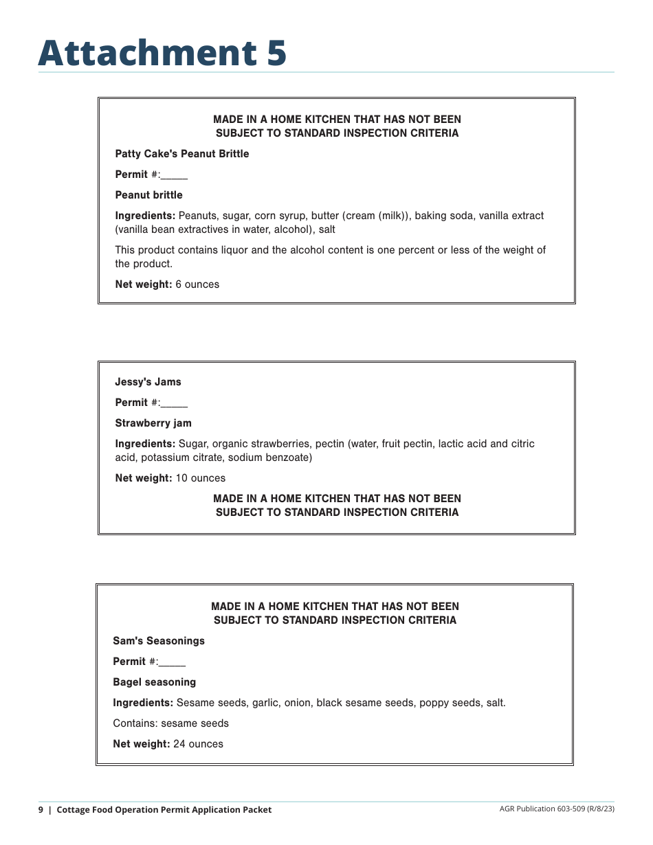 Form AGR-2093 Application for Cottage Food Operation Permit - Washington, Page 9