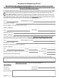 Document preview: Form MV347 Document Fee Refund Form - Delaware