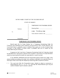 Document preview: Form 2F-P-468 Temporary Restraining Order - Hawaii
