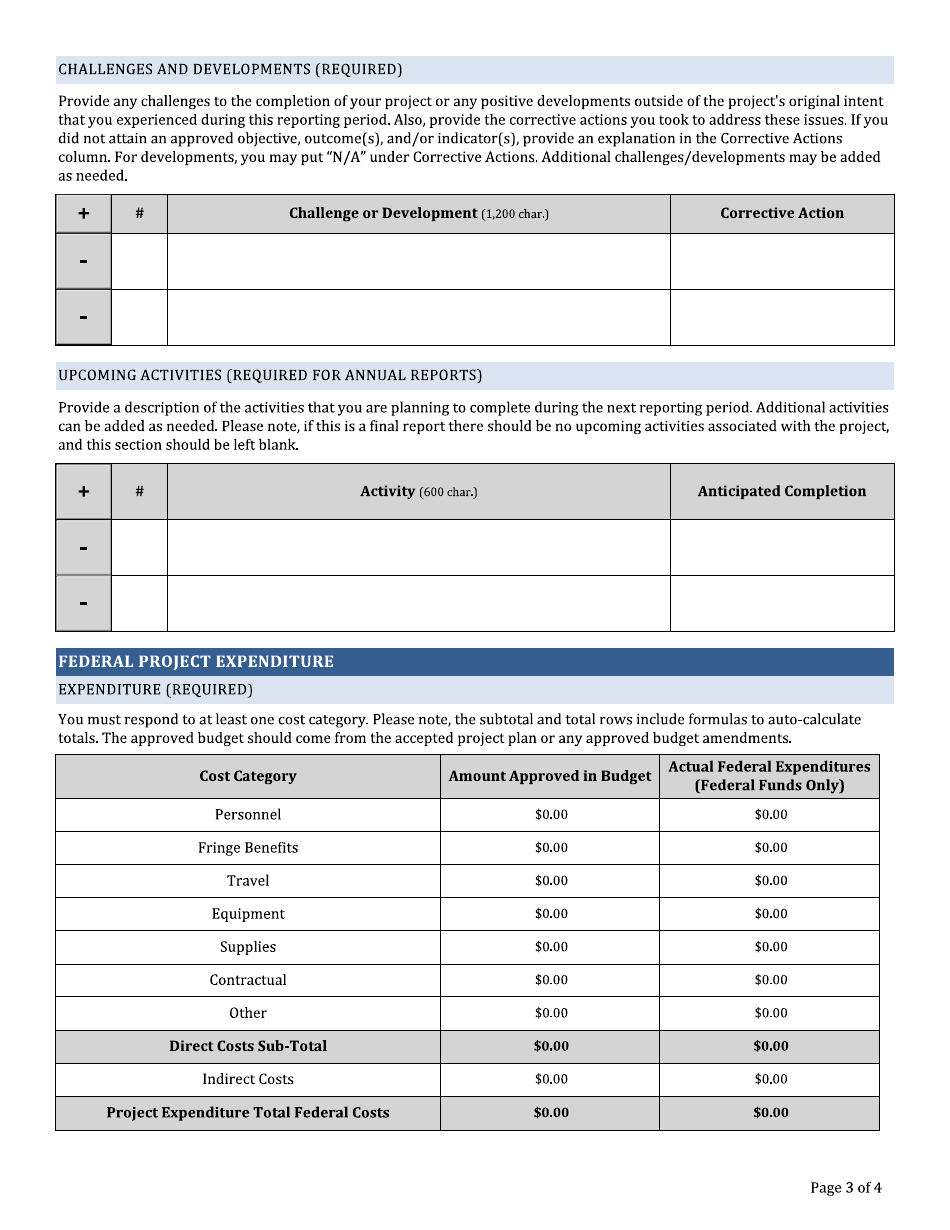 Performance Progress Report Template - Specialty Crop Block Grant Program - Award Years 2022 and Forward, Page 3