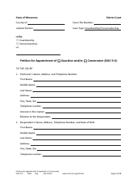 Document preview: Form GAC5-U Petition for Appointment of General Conservator or Guardian - Minnesota