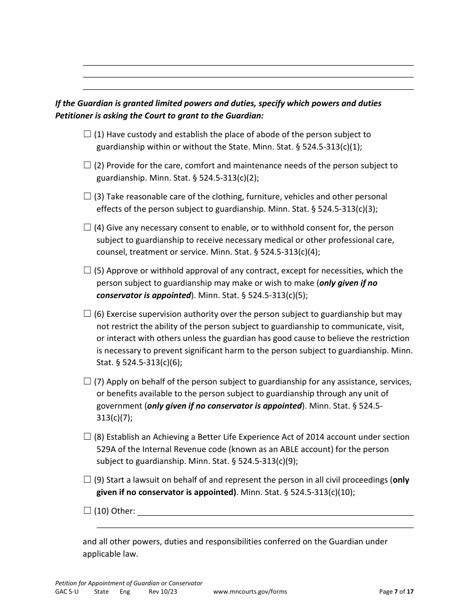 Form GAC5-U Download Printable PDF or Fill Online Petition for ...