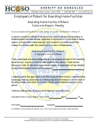 Document preview: Employee's Affidavit for Boarding Home Facilities - Harris County, Texas