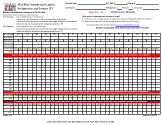Min/Max Temperature Log for Refrigerator and Freezer - Northeast Region - New Mexico, Page 2
