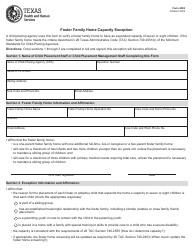 Document preview: Form 4003 Foster Family Home Capacity Exception - Texas