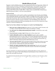 Notification of Known or Potential Service Line Containing Lead Form - Vermont, Page 3
