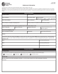 Document preview: Form 2935 Admission Information - Texas