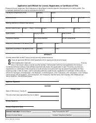 Form DCF-F-5674 Application and Affidavit for License, Registration, or Certificate of Title - Wisconsin, Page 2