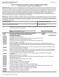 Formulario DCF-F-CFS2356-S Lista De Verificacion De Politicas: Centros De Cuidado Infantil Familiar - Wisconsin (Spanish)