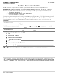 Document preview: Form DCF-F-CFS2316 Questions About You and the Infant - Wisconsin