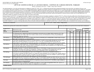 Formulario DCF-F-CFS2241-S Lista De Verificacion De La Licencia Inicial: Centros De Cuidado Infantil Familiar - Wisconsin (Spanish)