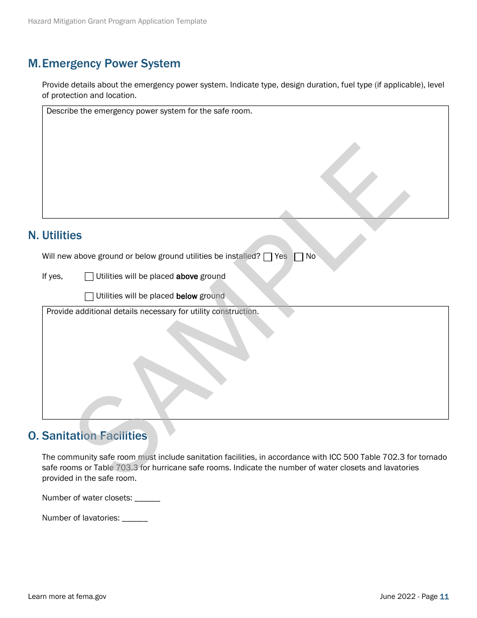 Community Safe Room: Application - Hazard Mitigation Grant Program - Sample, Page 11