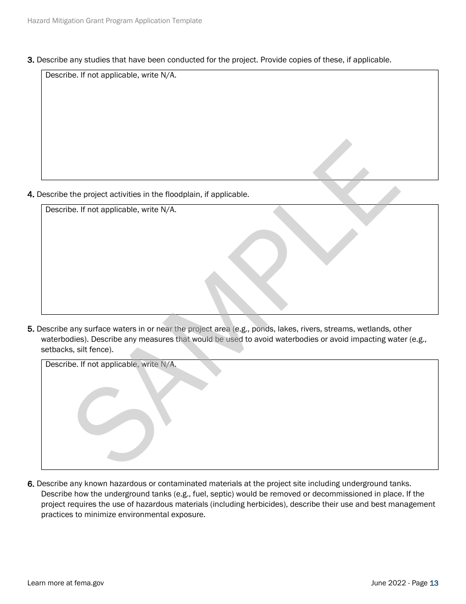 Community Safe Room: Application - Hazard Mitigation Grant Program - Sample, Page 13