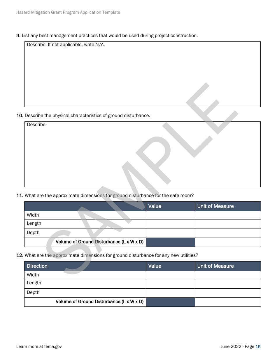 Community Safe Room: Application - Hazard Mitigation Grant Program - Sample, Page 15