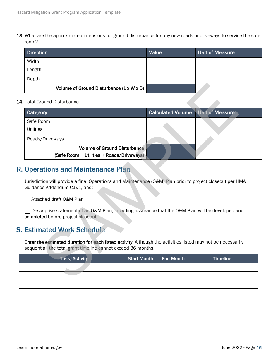 Community Safe Room: Application - Hazard Mitigation Grant Program - Sample, Page 16