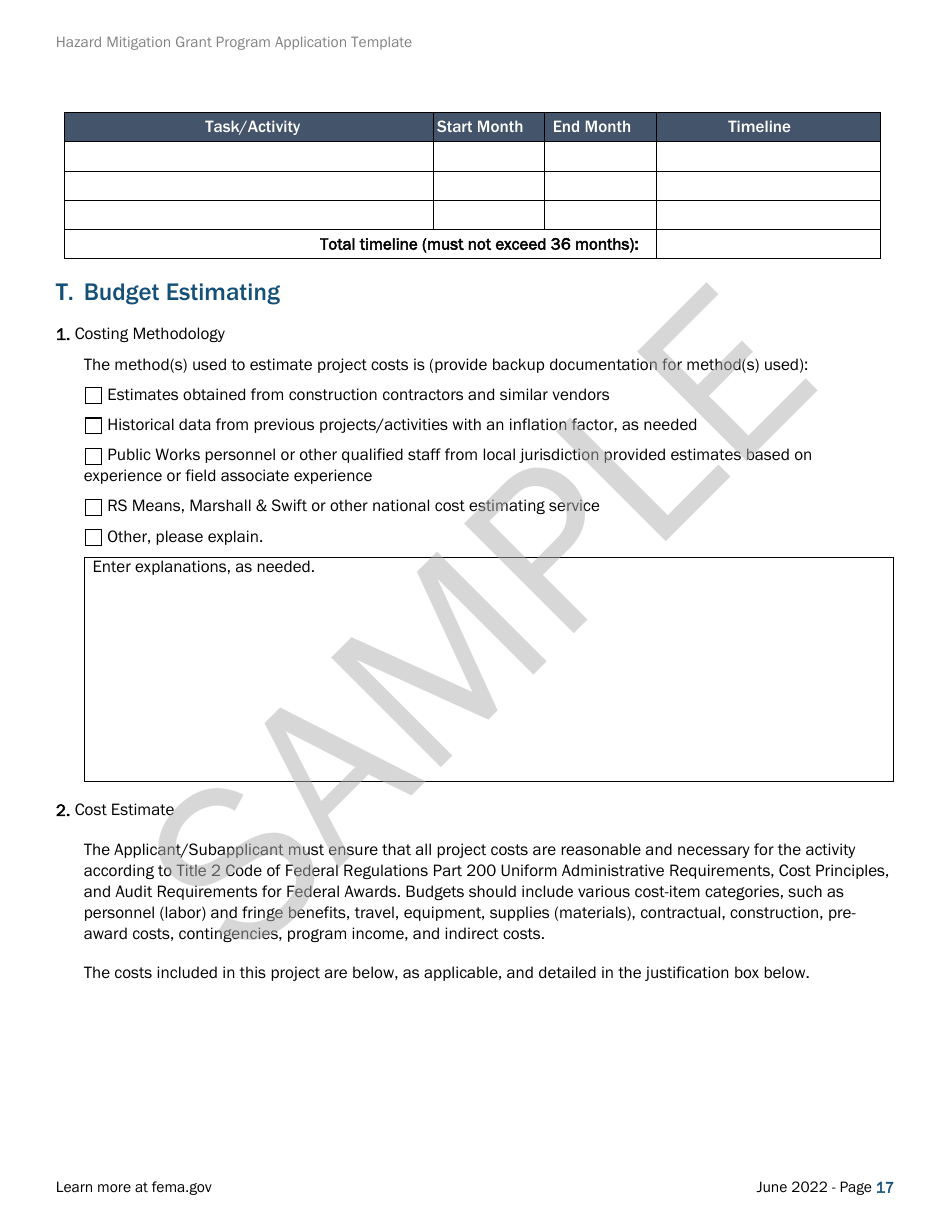 Community Safe Room: Application - Hazard Mitigation Grant Program - Sample, Page 17